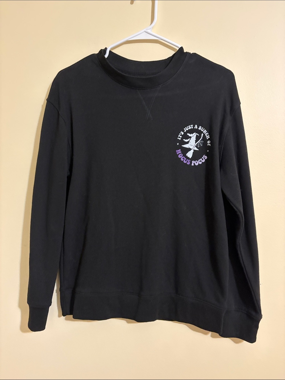 Time and Tru Black Crewneck with Hocus Pocus Graphic